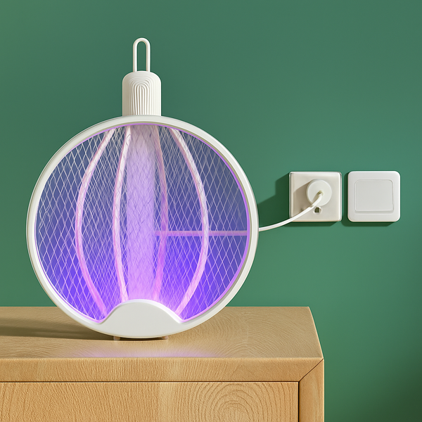 Mosquito Racket with Wall Mount & UV Light Trap 3-in-1 Electric