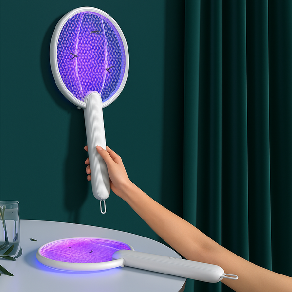 Mosquito Racket with Wall Mount & UV Light Trap 3-in-1 Electric
