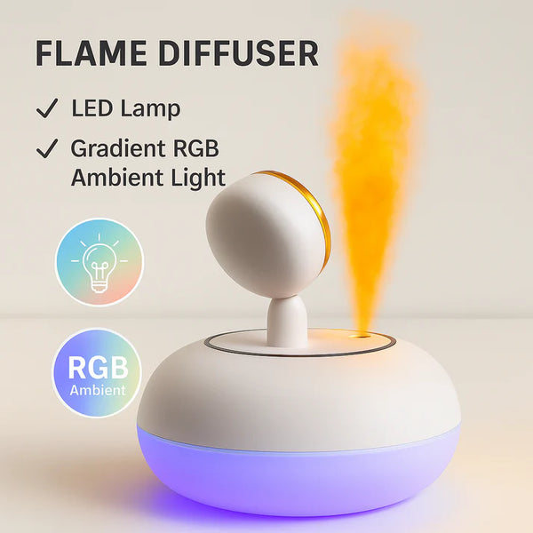 2-in-1 Flame Humidifier & LED Aroma Diffuser – Mood Light & Mist for Relaxation